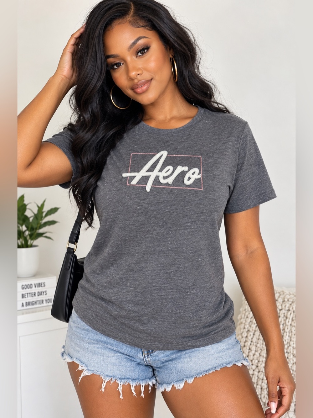 Aeropostale Classic Crew Gray Aero Logo Graphic T-Shirt